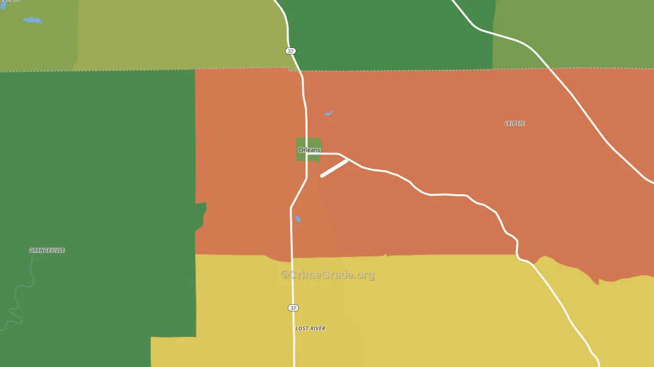 Orleans, IN Map of Assault Rates
