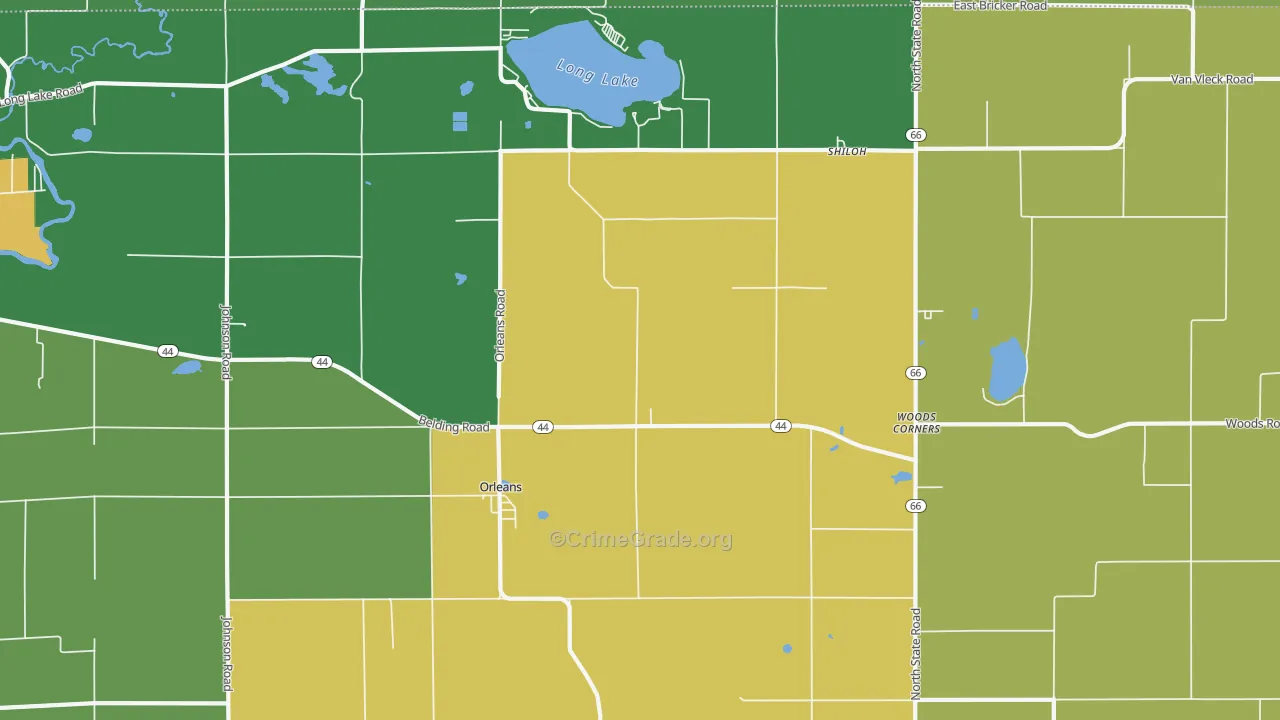 Orleans, MI Map of Assault Rates