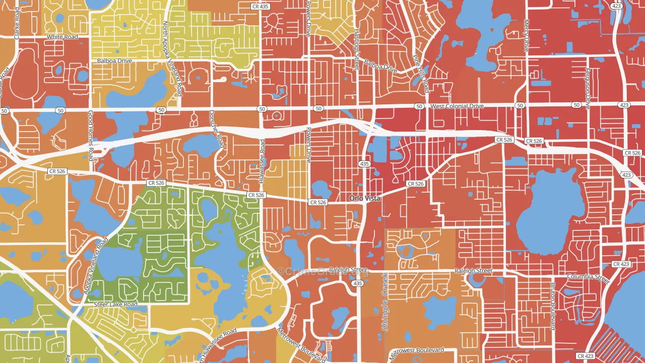 Orlovista, FL Map of Assault Rates