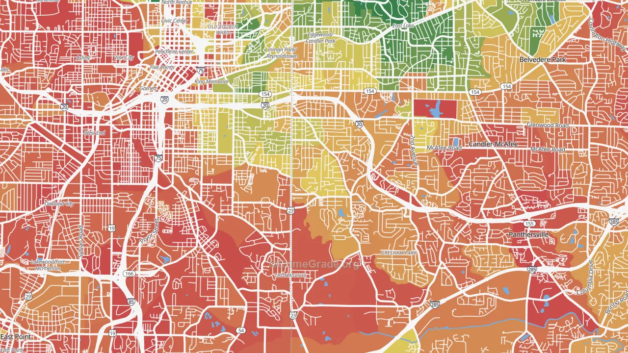 Ormewood Park-East Atlanta, Atlanta, GA Map of Assault Rates