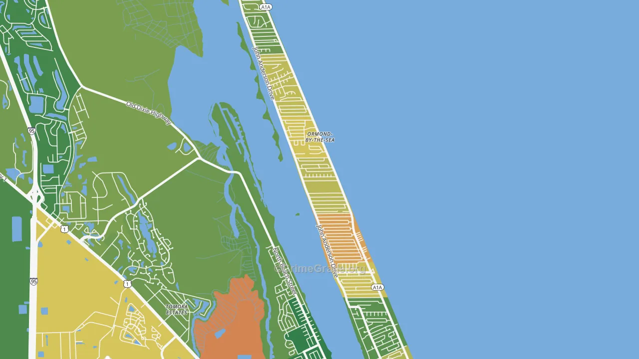 Ormond-by-the-Sea, FL Map of Assault Rates