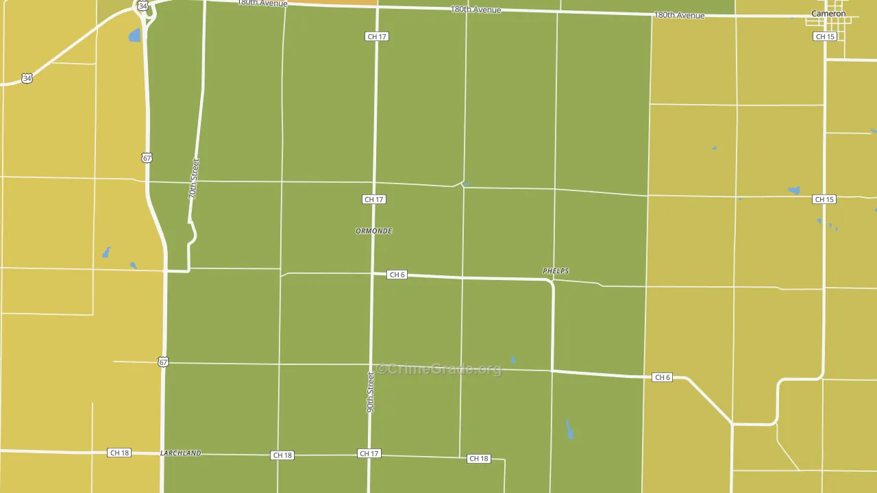 Ormonde, IL Map of Assault Rates