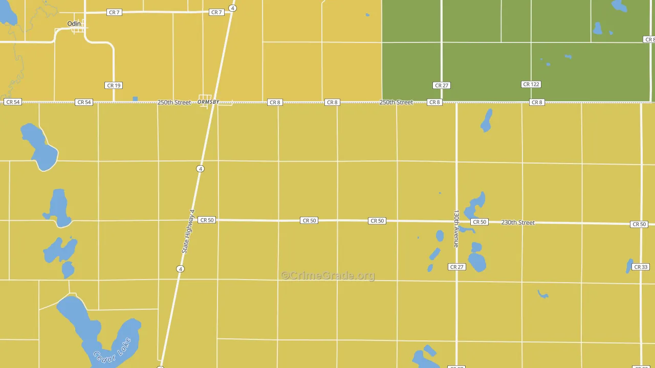 Ormsby, MN Map of Assault Rates