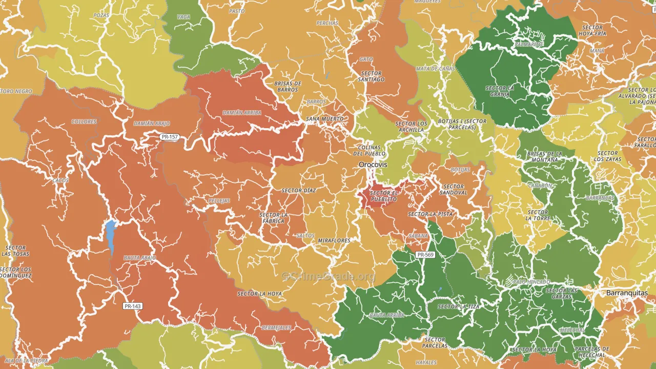 Orocovis Municipio, PR Map of Assault Rates