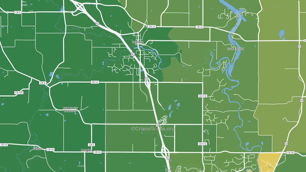 Oronoco, MN Map of Assault Rates