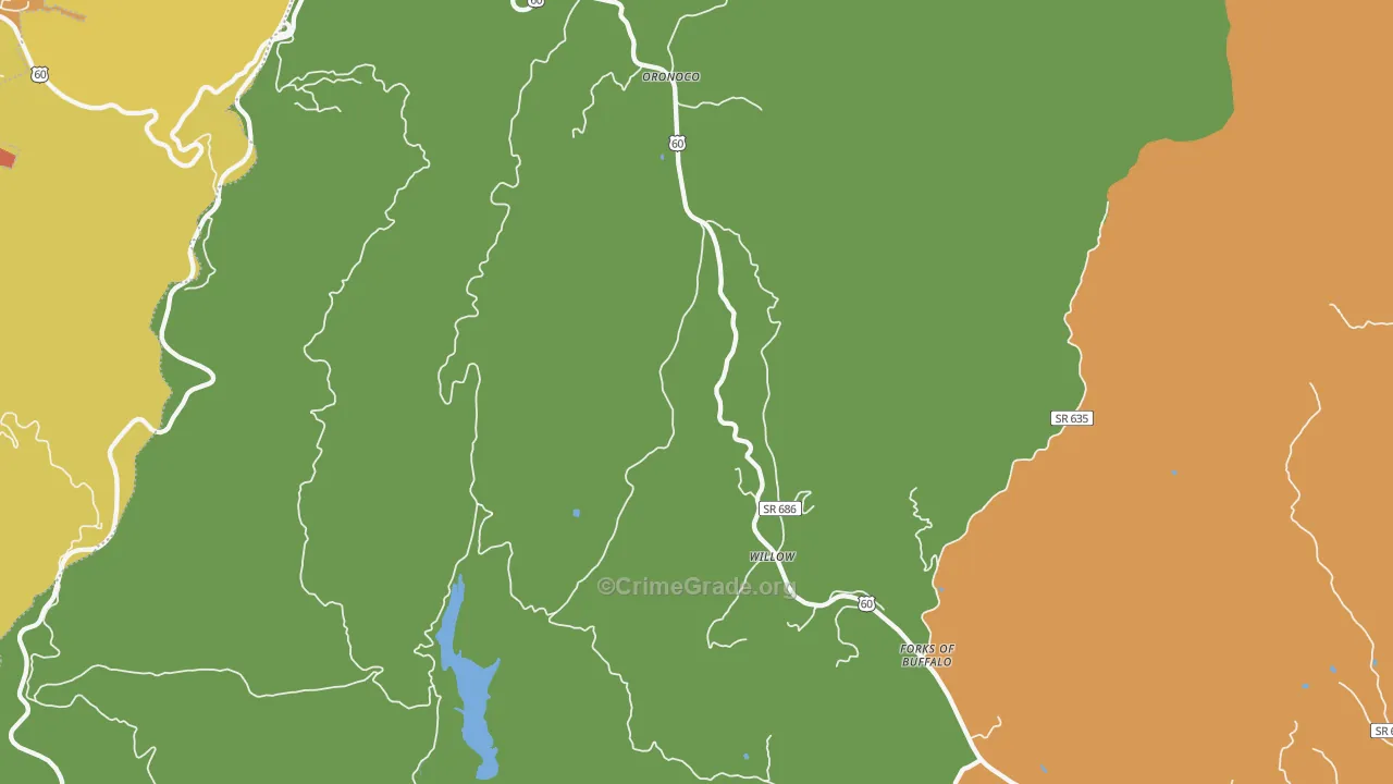 Oronoco, VA Map of Assault Rates