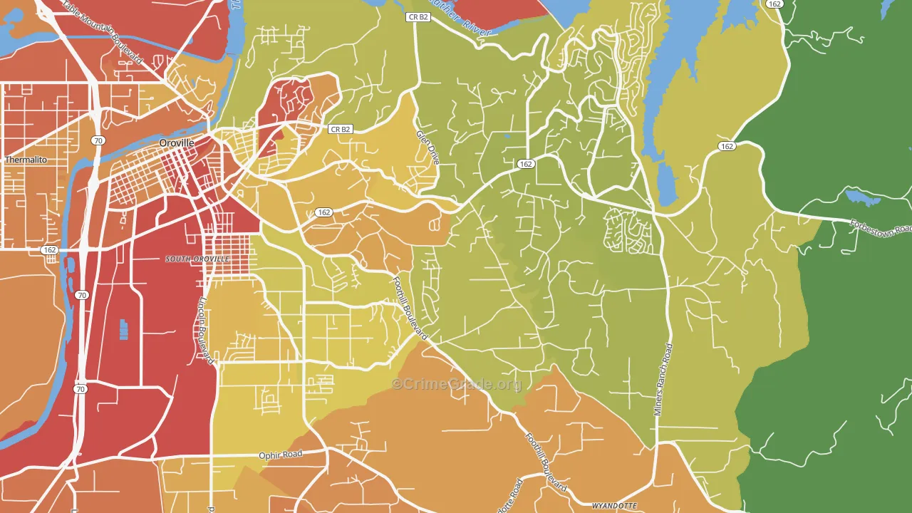 Oroville East, CA Map of Assault Rates
