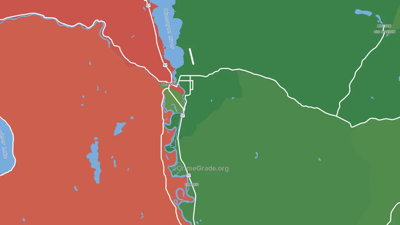 Oroville, WA Map of Assault Rates