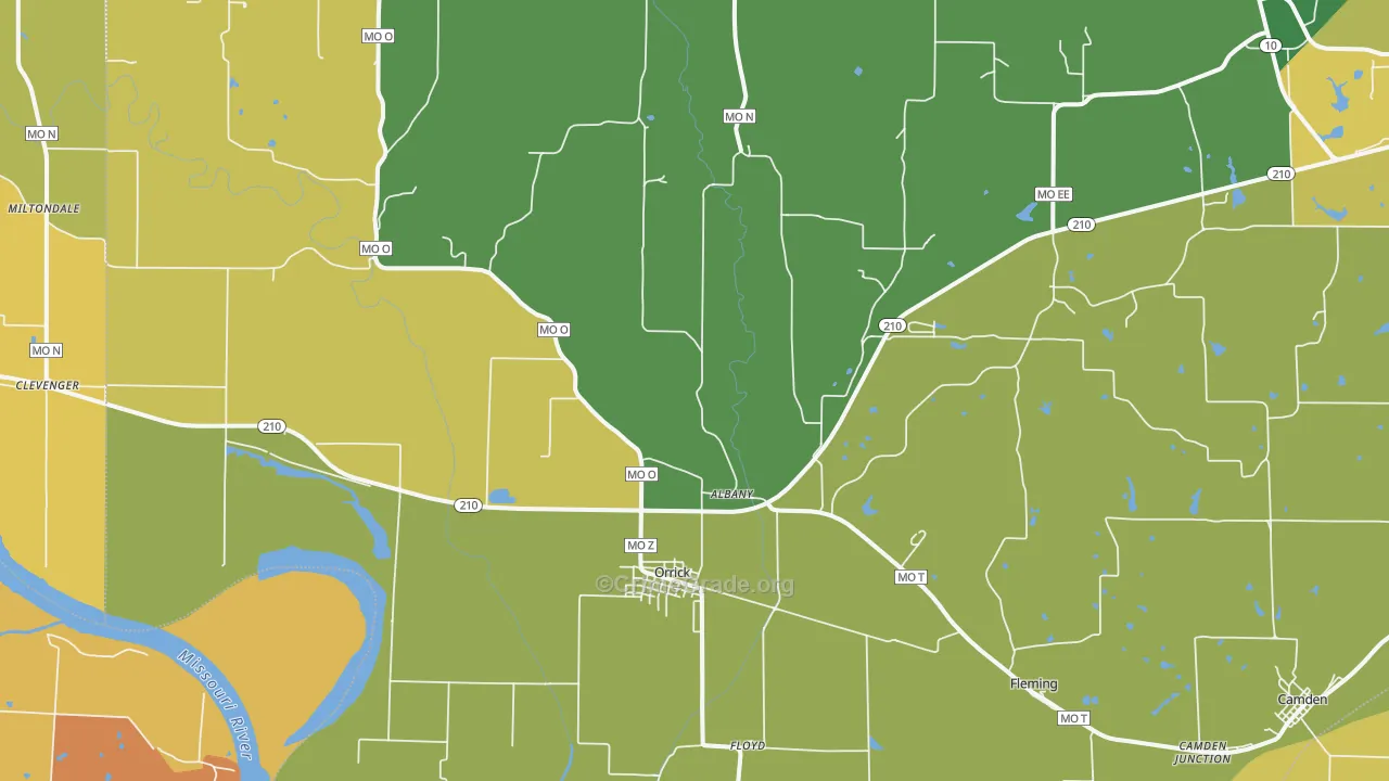 Orrick, MO Map of Assault Rates
