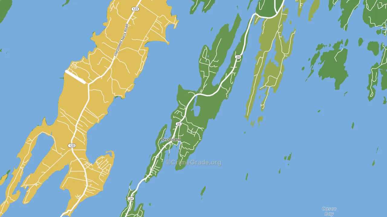 Orrs Island, ME Map of Assault Rates