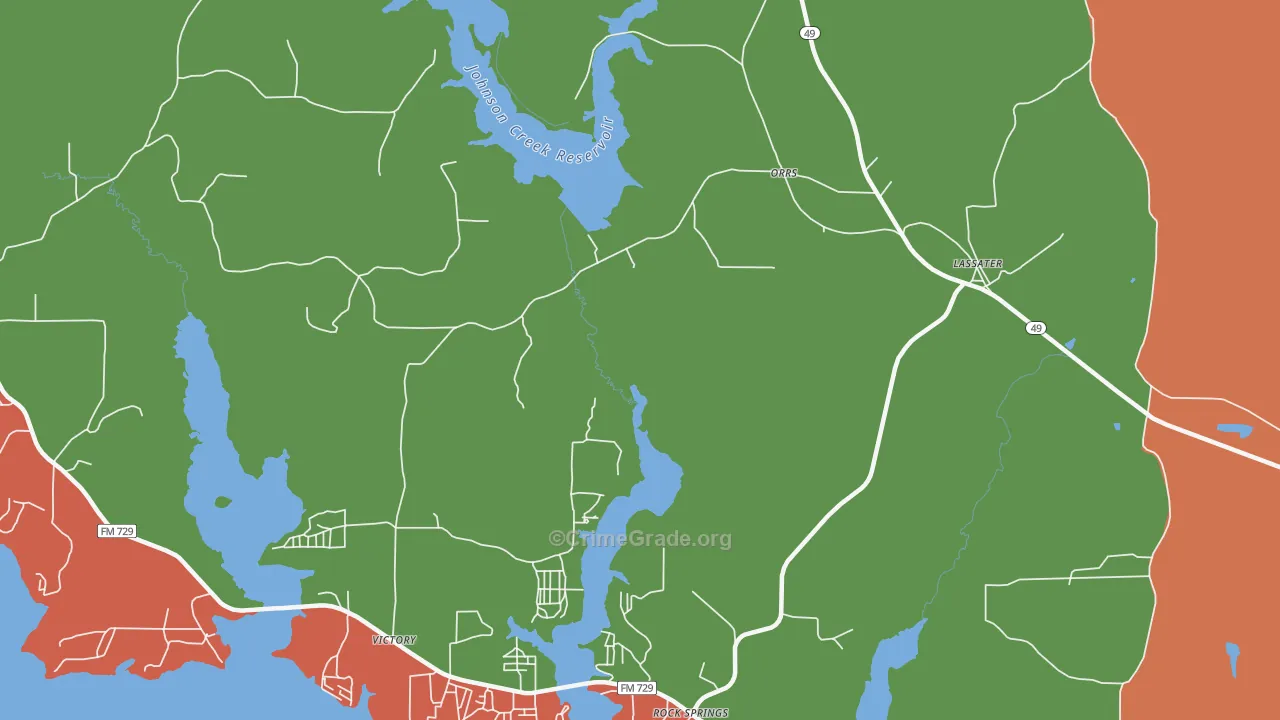 Orrs, TX Map of Assault Rates