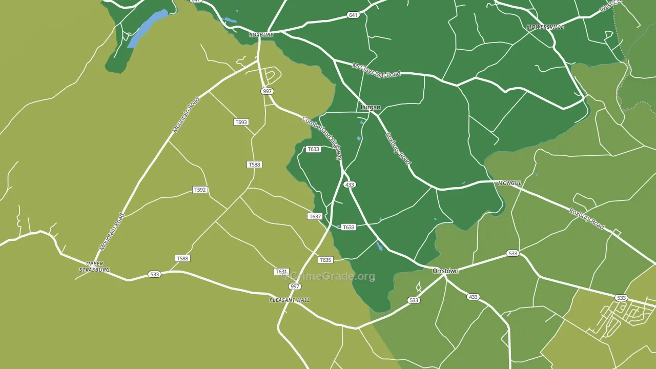 Orrstown, PA Map of Assault Rates
