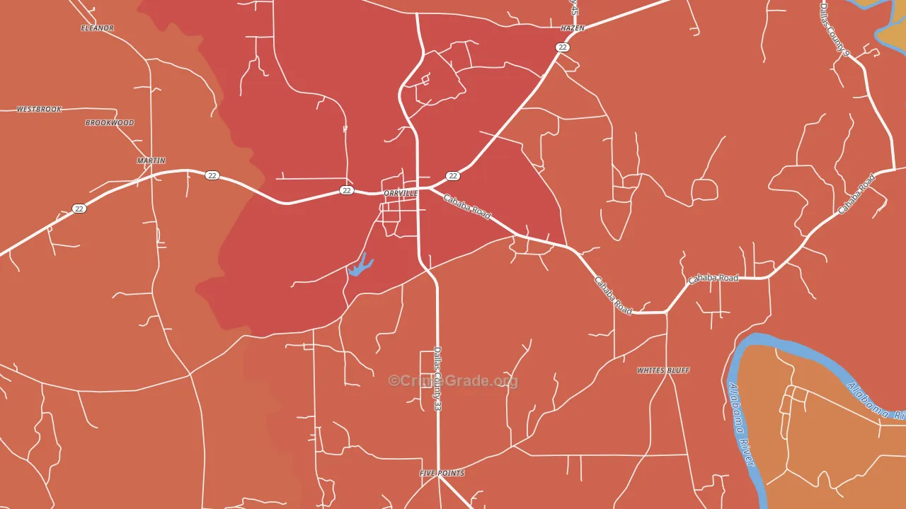 Orrville, AL Map of Assault Rates