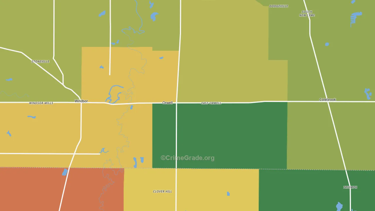 Orwell, OH Map of Assault Rates