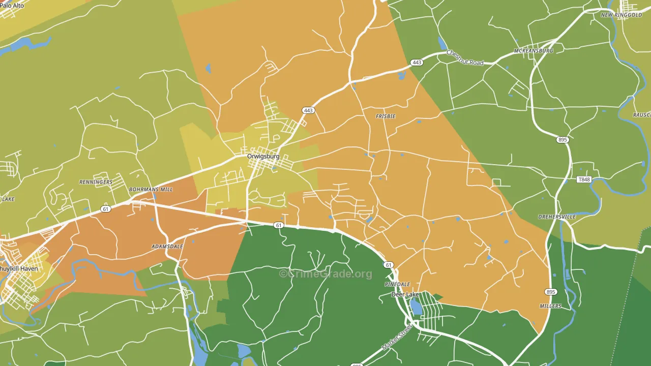 Orwigsburg, PA Map of Assault Rates