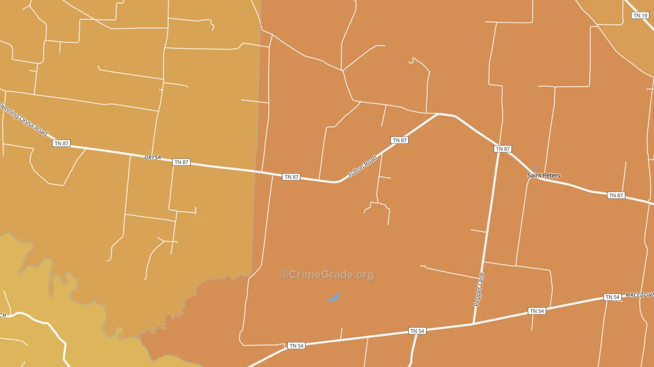 Orysa, TN Map of Assault Rates