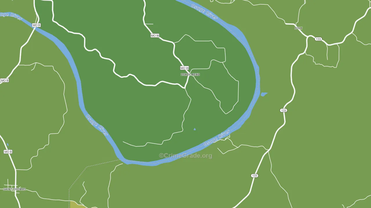 Osage Bend, MO Map of Assault Rates