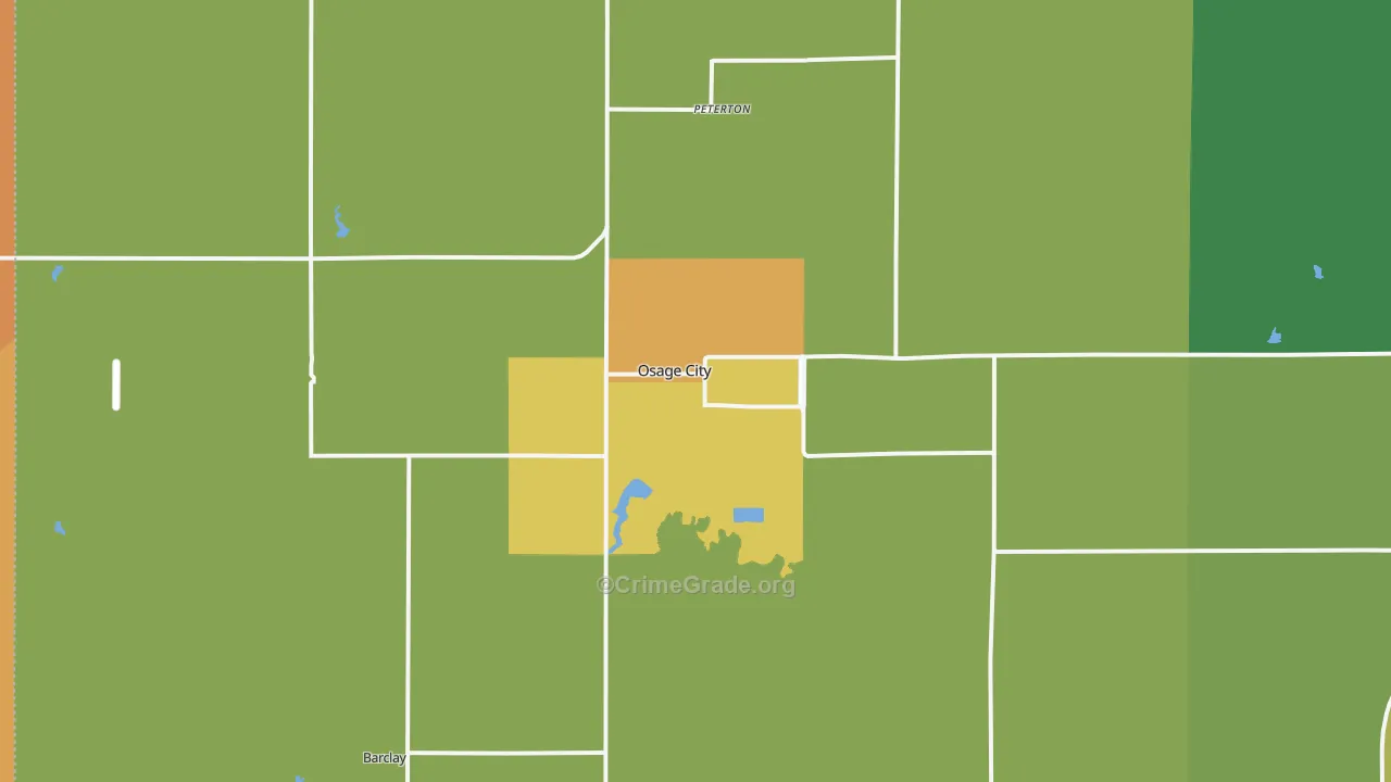 Osage City, KS Map of Assault Rates