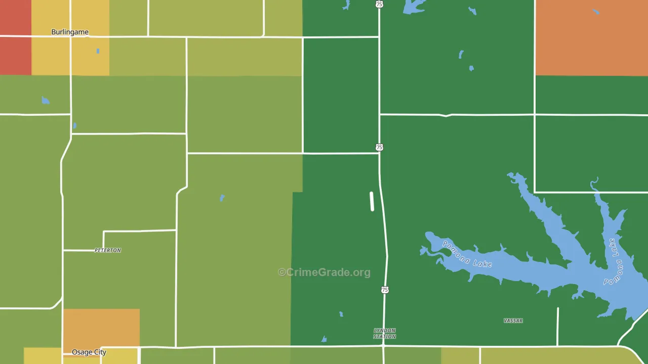 Osage County, KS Map of Assault Rates