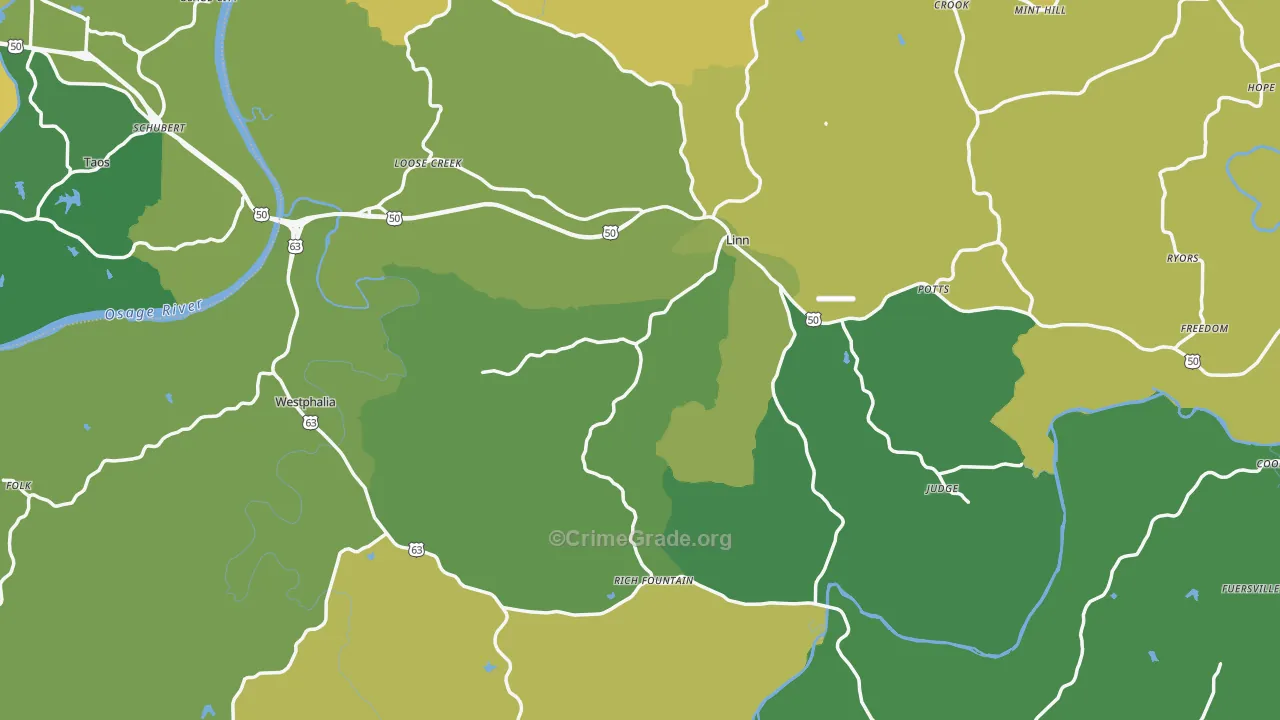 Osage County, MO Map of Assault Rates
