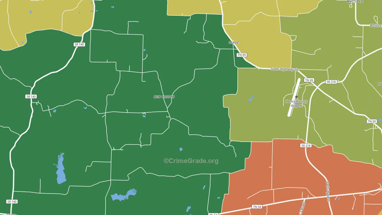Osage, TN Map of Assault Rates