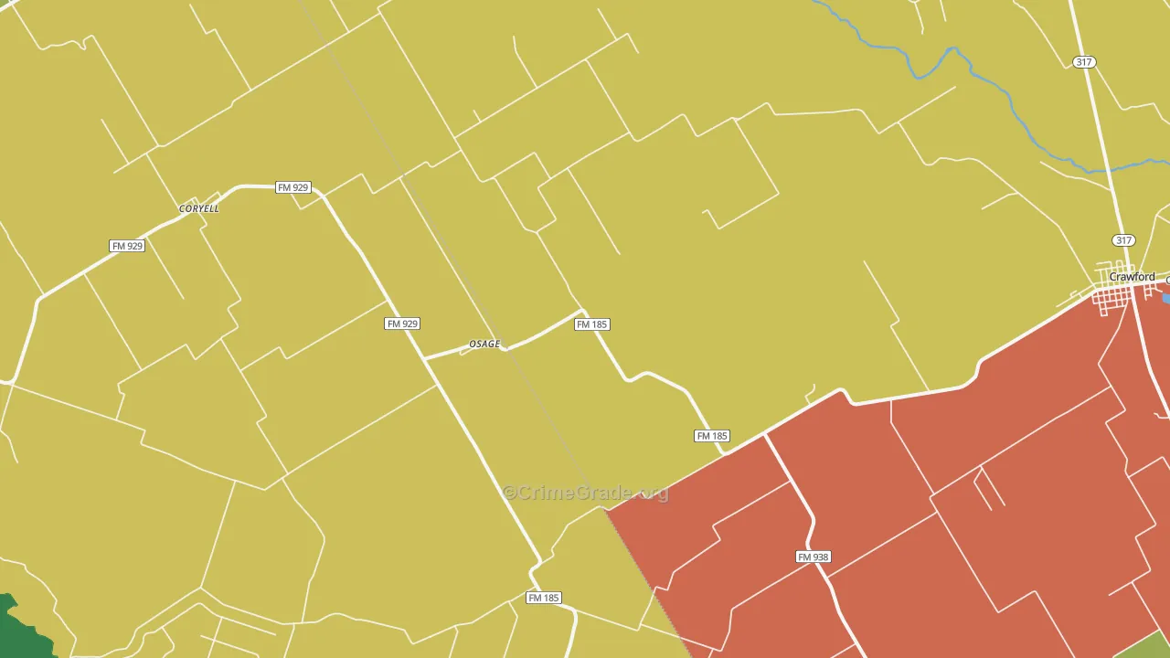 Osage, TX Map of Assault Rates
