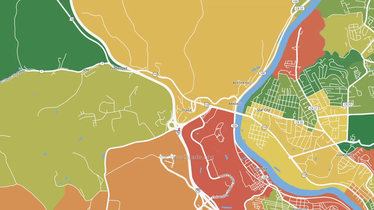 Osage, WV Map of Assault Rates