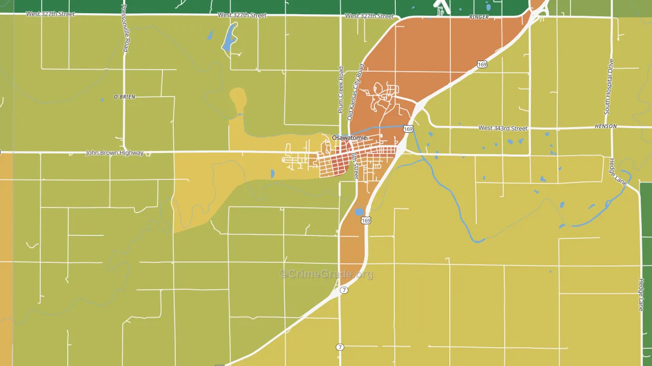 Osawatomie, KS Map of Assault Rates