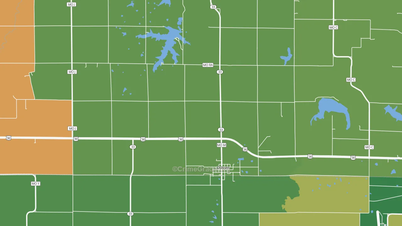 Osborn, MO Map of Assault Rates