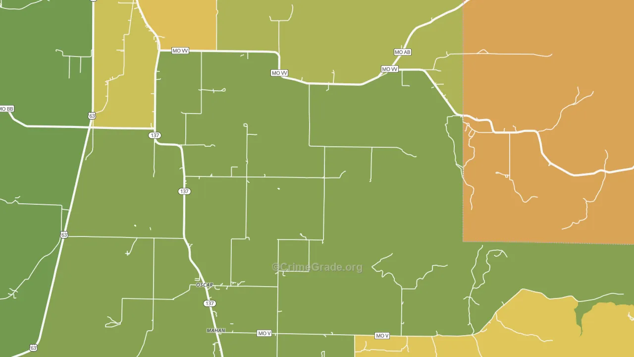 Oscar, MO Map of Assault Rates