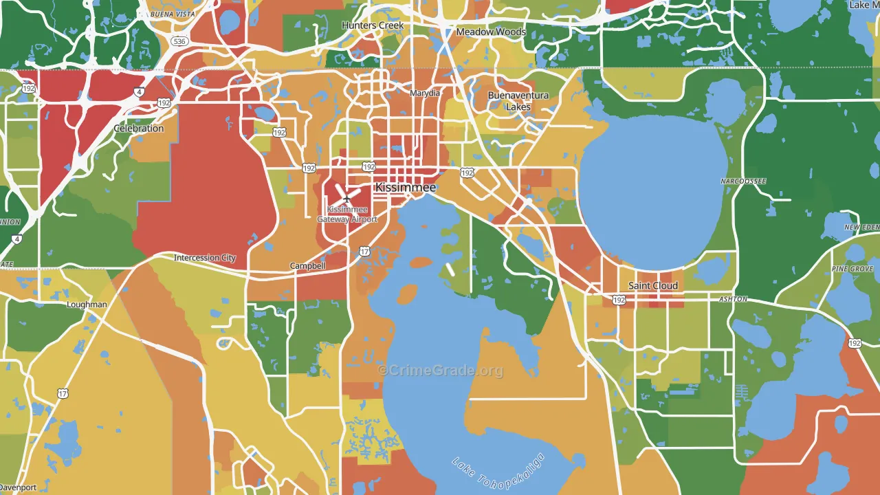 Osceola County, FL Map of Assault Rates
