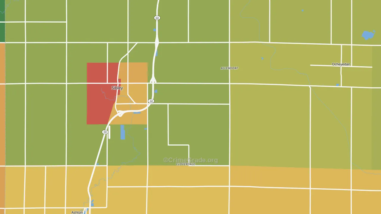 Osceola County, IA Map of Assault Rates