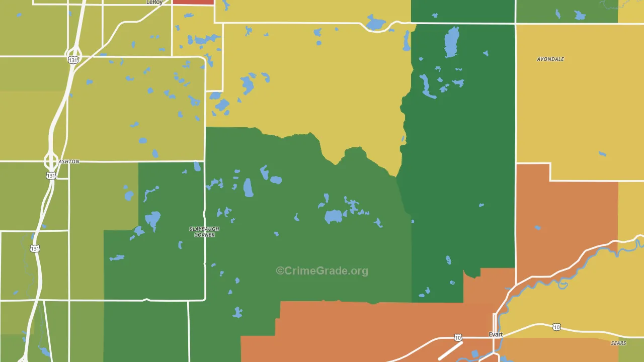 Osceola County, MI Map of Assault Rates