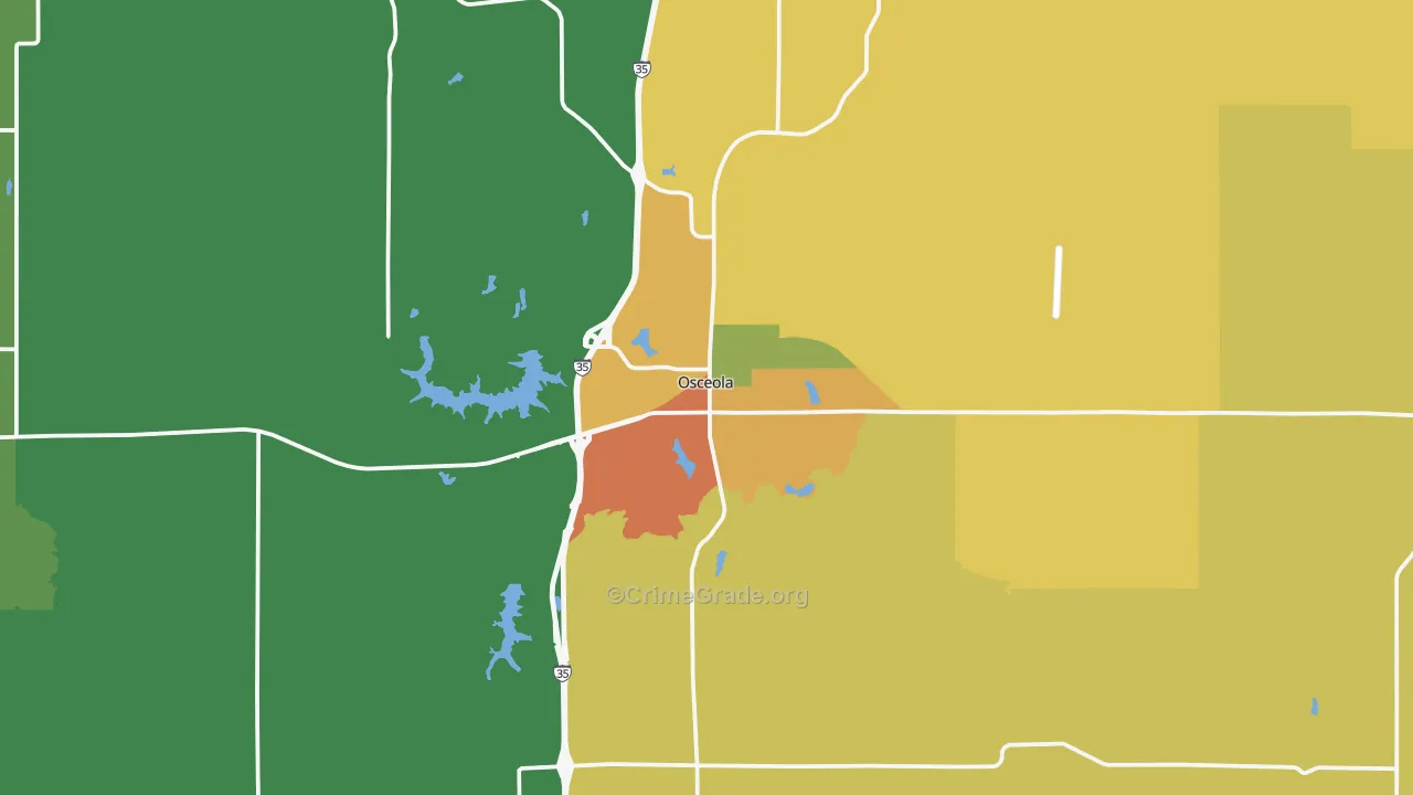 Osceola, IA Map of Assault Rates