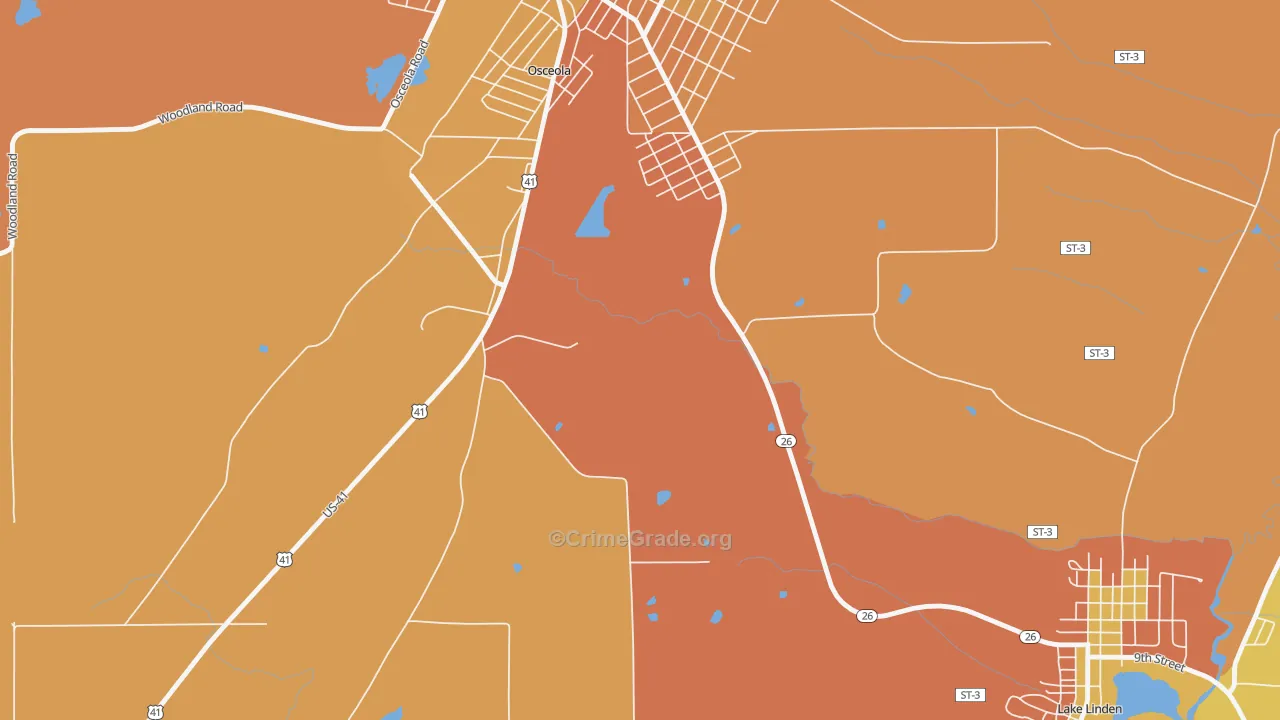 Osceola, MI Map of Assault Rates