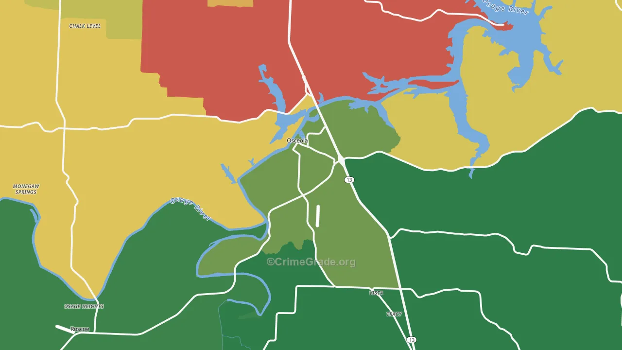 Osceola, MO Map of Assault Rates