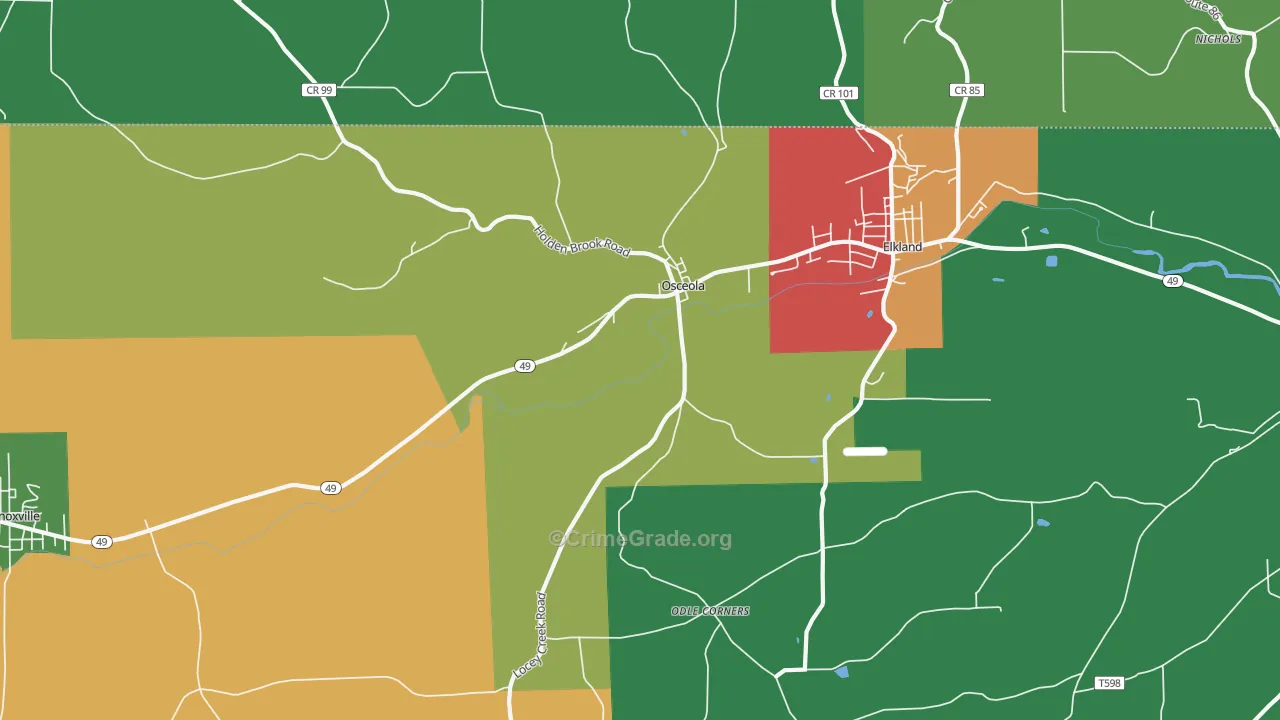 Osceola, PA Map of Assault Rates