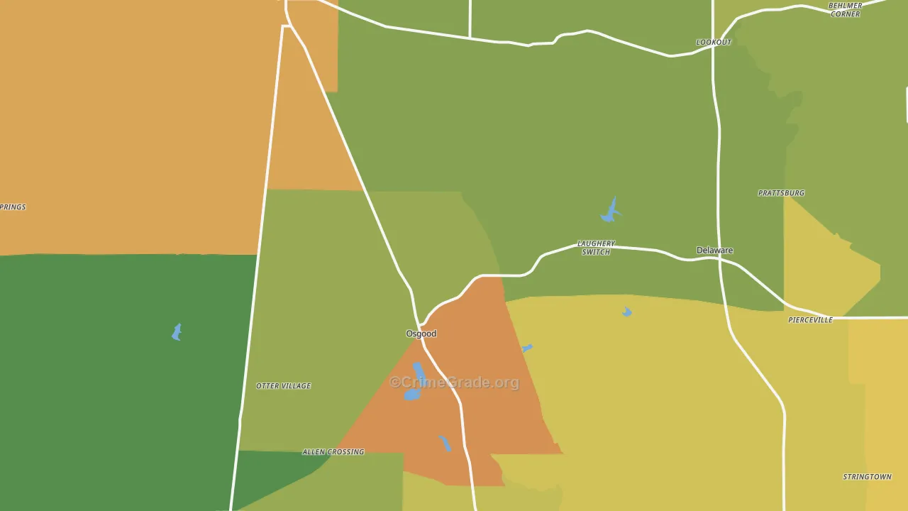 Osgood, IN Map of Assault Rates