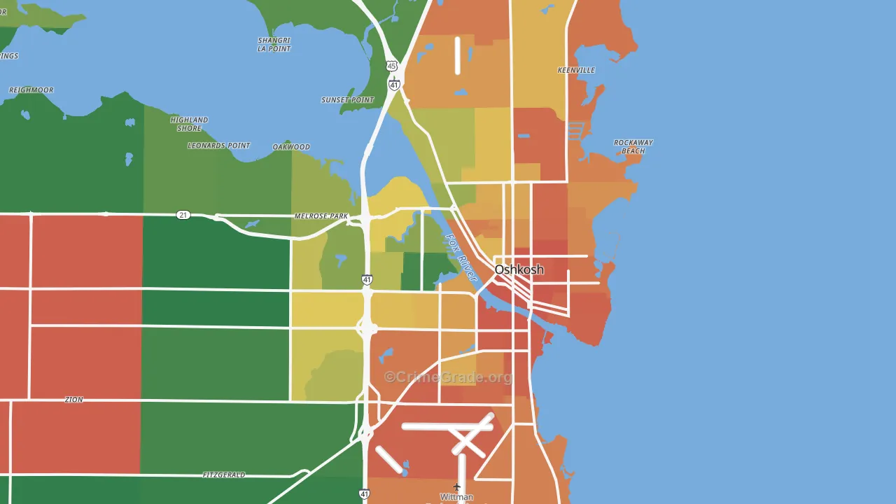 Oshkosh, WI Map of Assault Rates