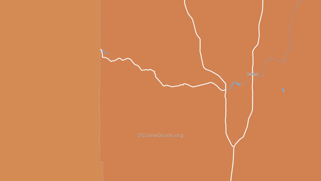 Oshoto, WY Map of Assault Rates