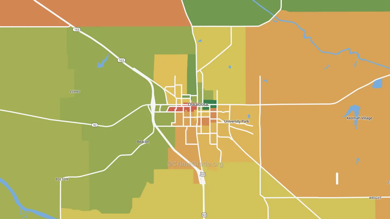 Oskaloosa, IA Map of Assault Rates