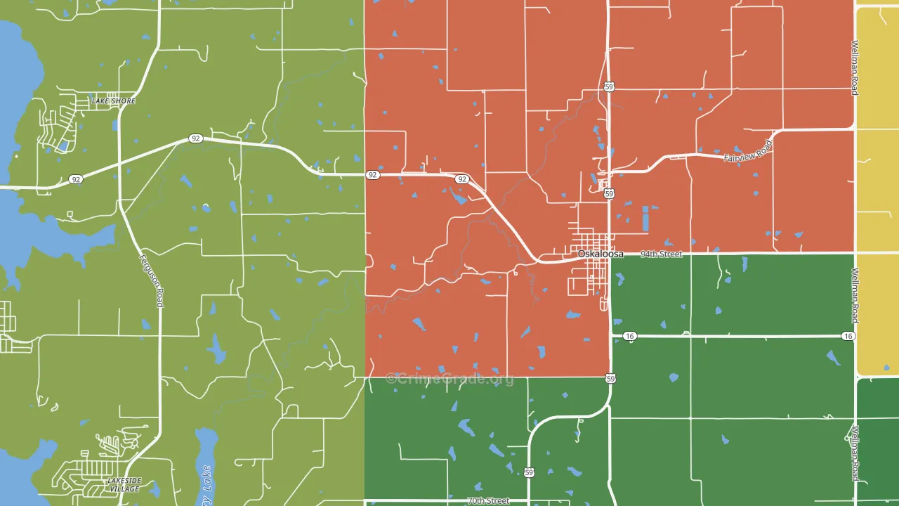 Oskaloosa, KS Map of Assault Rates
