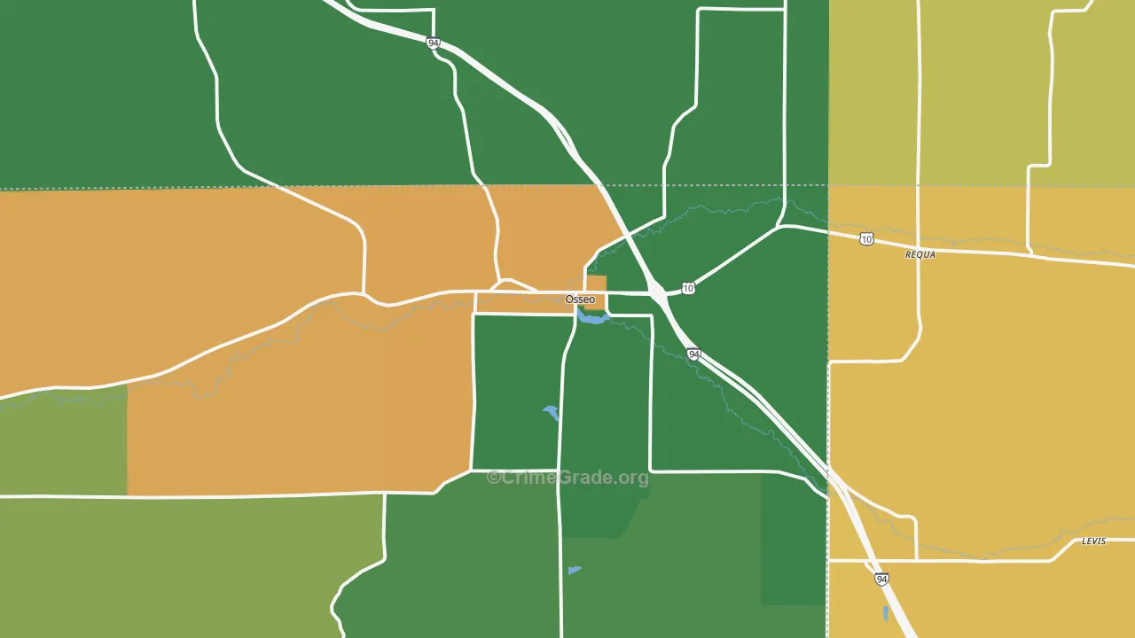 Osseo, WI Map of Assault Rates
