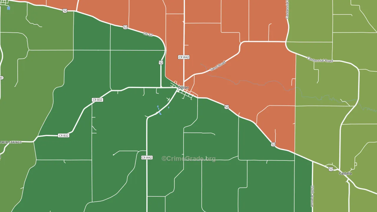 Ossian, IA Map of Assault Rates