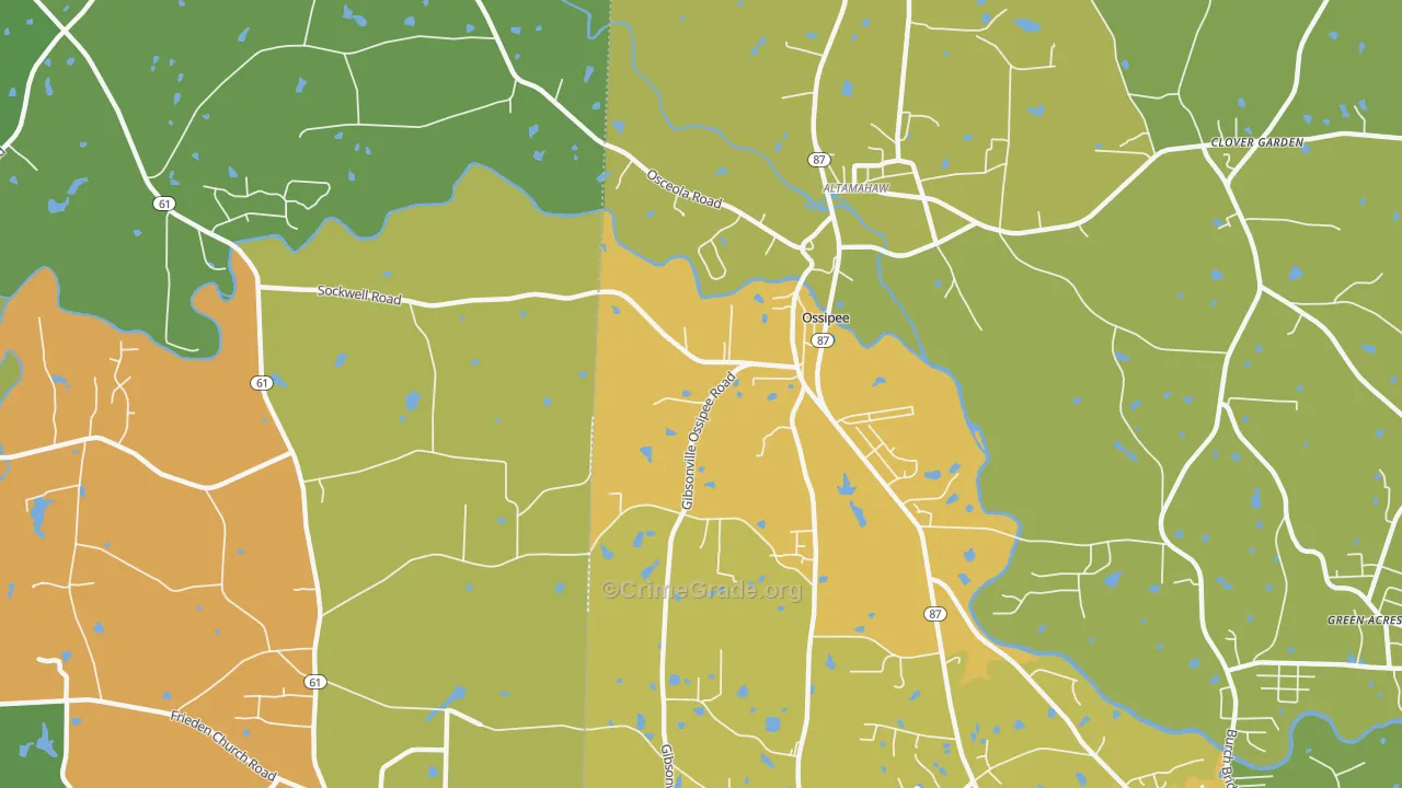 Ossipee, NC Map of Assault Rates