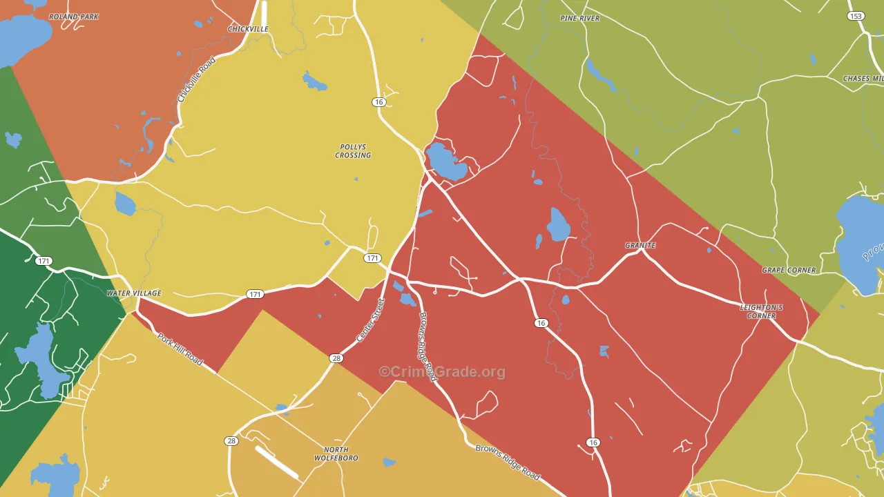 Ossipee, NH Map of Assault Rates