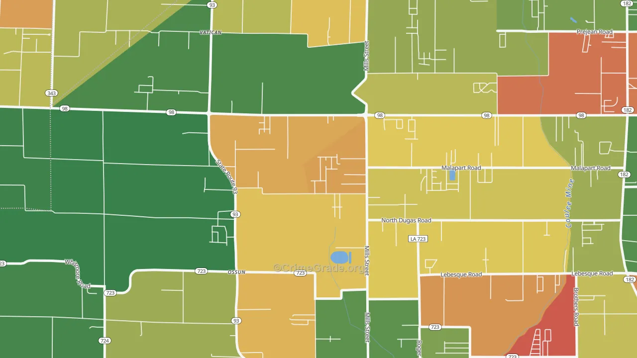 Ossun, LA Map of Assault Rates