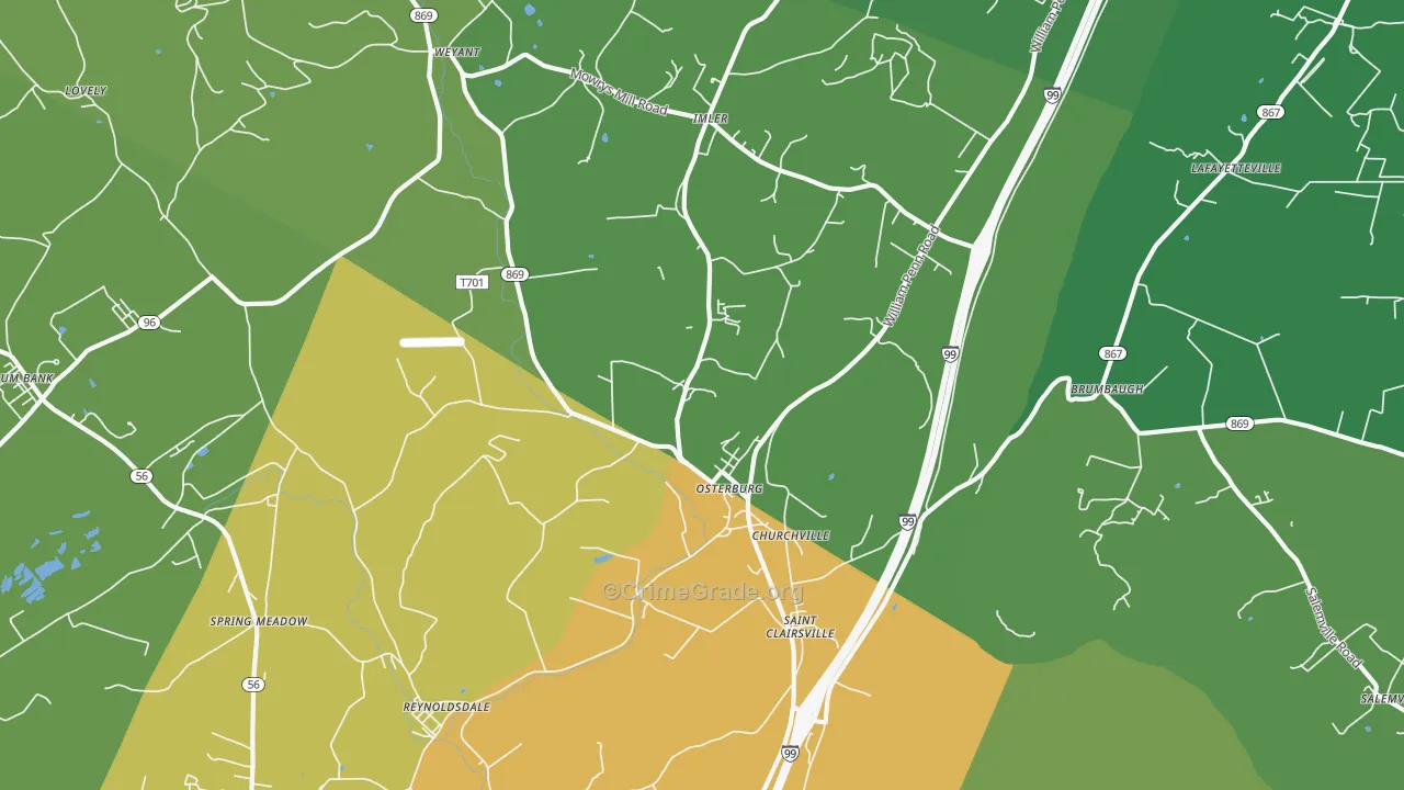 Osterburg, PA Map of Assault Rates