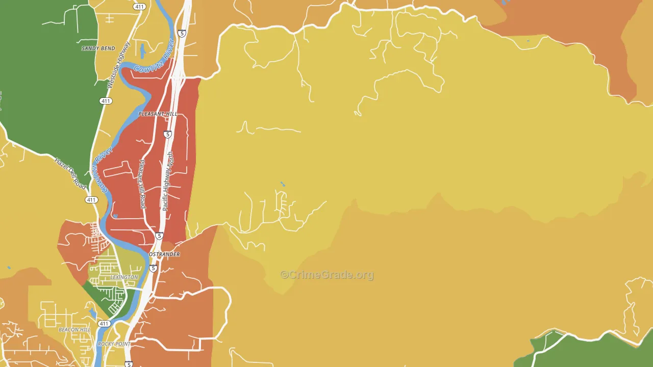 Ostrander, WA Map of Assault Rates