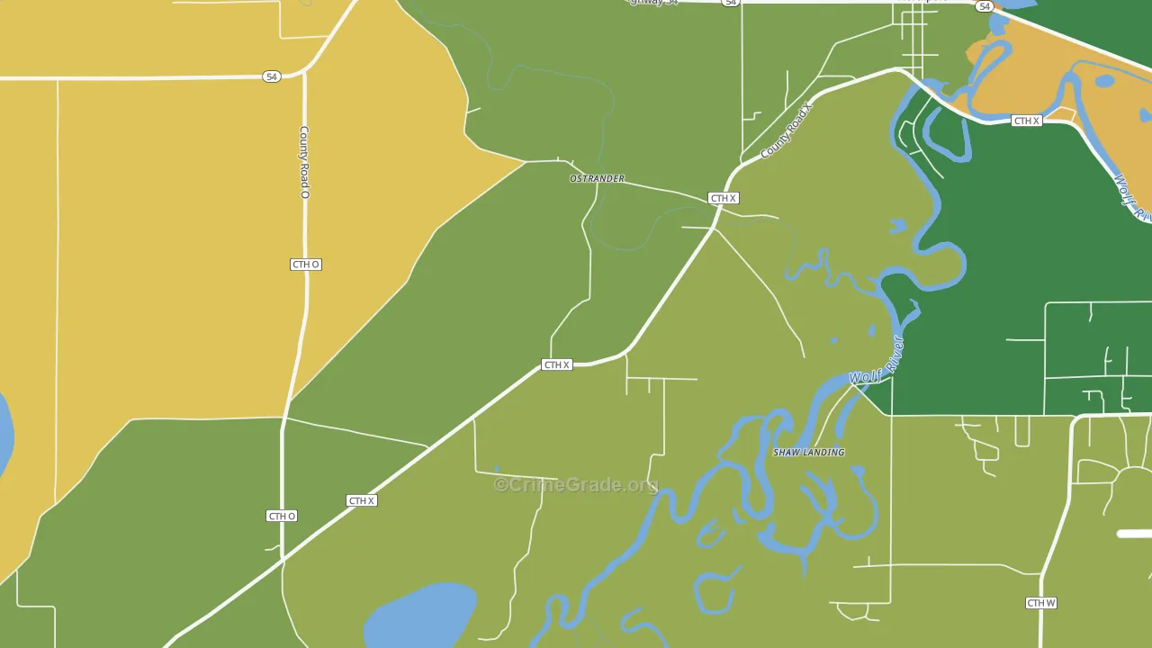 Ostrander, WI Map of Assault Rates
